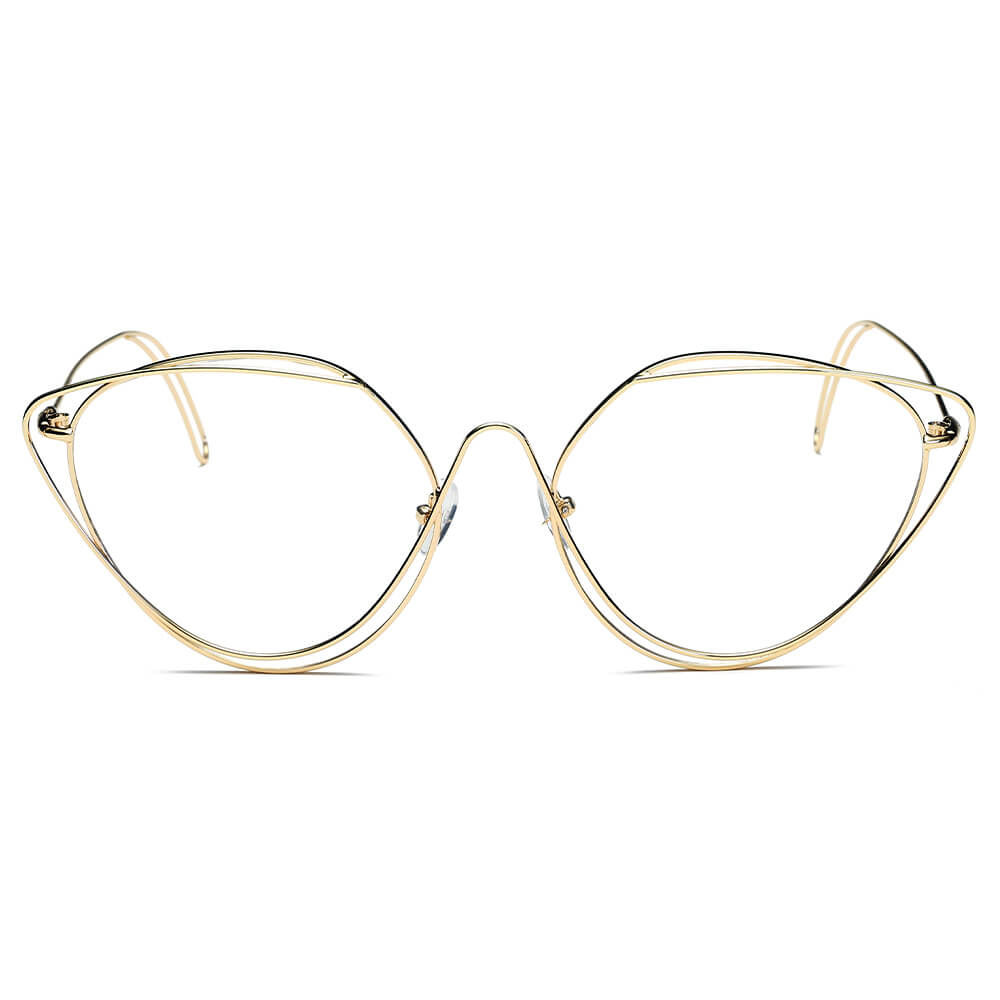 LISLE | S2045 - Women Fashion Round Wire Art Cat Eye Sunglasses - Cramilo Eyewear - Stylish Trendy Affordable Sunglasses Clear Glasses Eye Wear Fashion