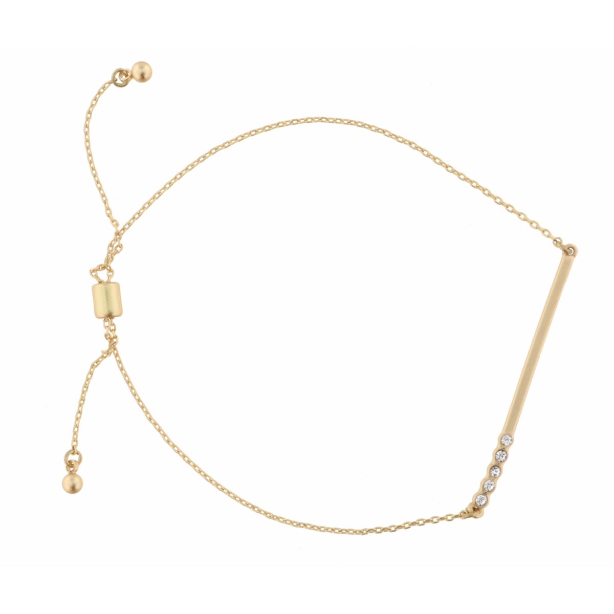 Bar with Four Clear Crystals on Gold Chain Bracelet – Charming Charlie