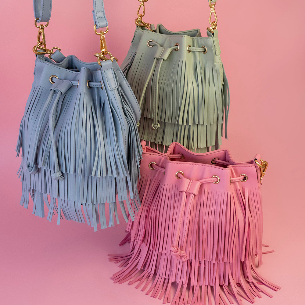Melie Bianco Recycled Vegan Leather Julie Medium Shoulder Bag in Pink, Sky and Mint