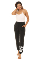 Crew Neck Shirt and Pants with Tie Dye Patterned Edge (Top and Bottom Set) - Charming Charlie
