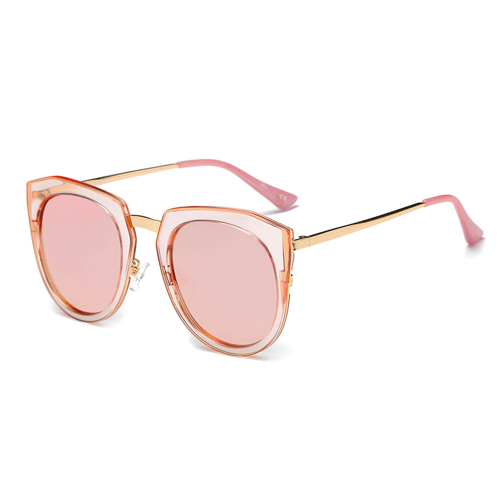 FERNDALE | CA12 - Mirrored Polarized Lens Oversize Cat Eye Sunglasses - Cramilo Eyewear - Stylish Trendy Affordable Sunglasses Clear Glasses Eye Wear Fashion