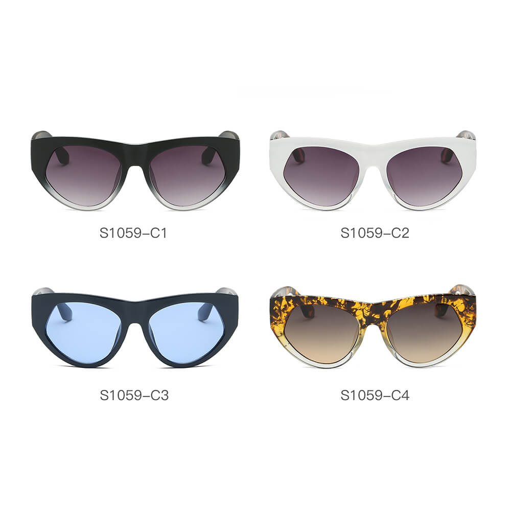 CABAZON | S1059 - Women Round Cat Eye Sunglasses - Cramilo Eyewear - Stylish Trendy Affordable Sunglasses Clear Glasses Eye Wear Fashion