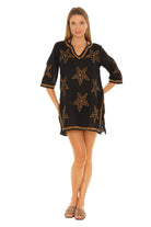 Sheer-Embroidery-Detailing V-Neck Tunic - Shoreline Wear, Inc.