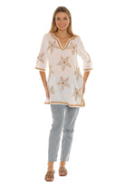 Sheer-Embroidery-Detailing V-Neck Tunic - Shoreline Wear, Inc.