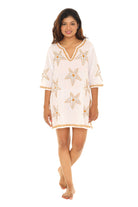 Sheer-Embroidery-Detailing V-Neck Tunic - Shoreline Wear, Inc.