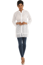 Eyelet Sheer Three-Quarter Sleeve Tunic - Shoreline Wear, Inc.