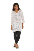 Eyelet Fabric V-neck & Three Quarters Sleeves Tunic - Shoreline Wear, Inc.