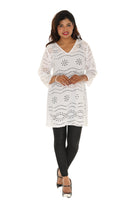 Eyelet Fabric V-neck & Three Quarters Sleeves Tunic - Shoreline Wear, Inc.