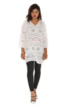 Eyelet Fabric V-neck & Three Quarters Sleeves Tunic - Shoreline Wear, Inc.