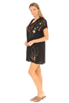 Black floral Embroidered Dress/Tunic - Shoreline Wear, Inc.