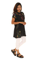 Black floral Embroidered Dress/Tunic - Shoreline Wear, Inc.