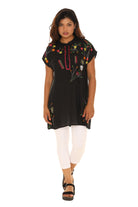 Black floral Embroidered Dress/Tunic - Shoreline Wear, Inc.