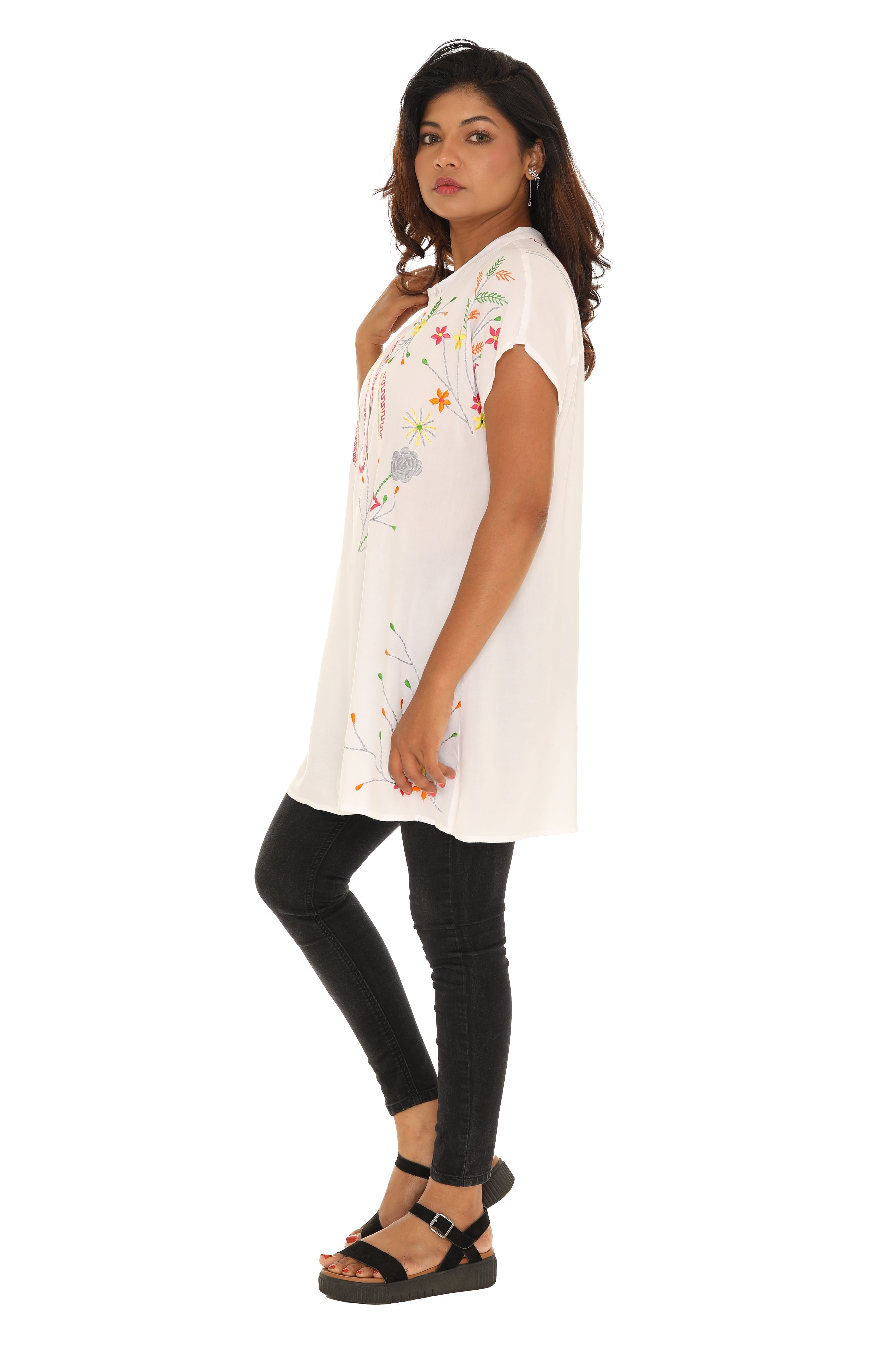 Black floral Embroidered Dress/Tunic - Shoreline Wear, Inc.