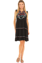 Black & Multi Floral Embroidered Dress - Shoreline Wear, Inc.