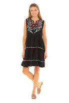 Black & Multi Floral Embroidered Dress - Shoreline Wear, Inc.