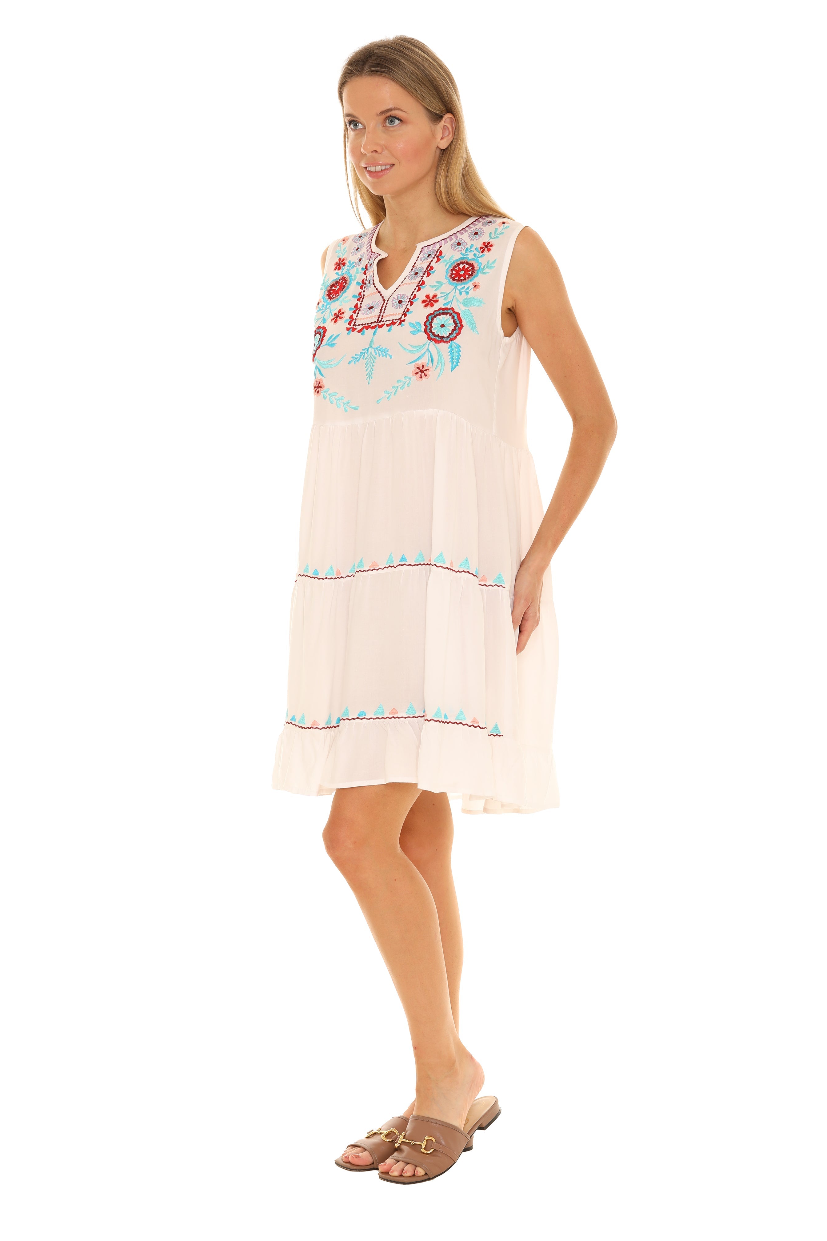 Black & Multi Floral Embroidered Dress - Shoreline Wear, Inc.