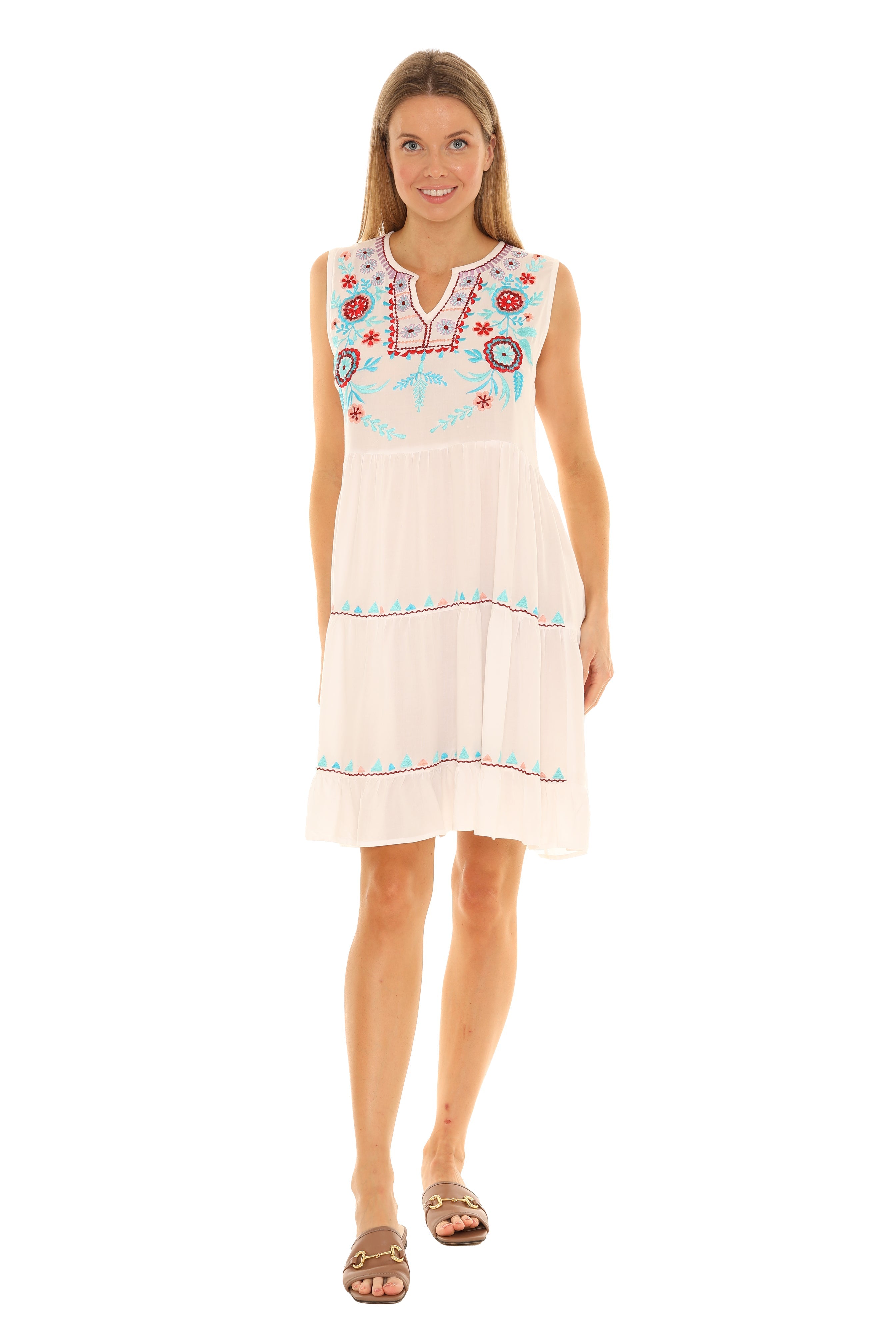 Black & Multi Floral Embroidered Dress - Shoreline Wear, Inc.