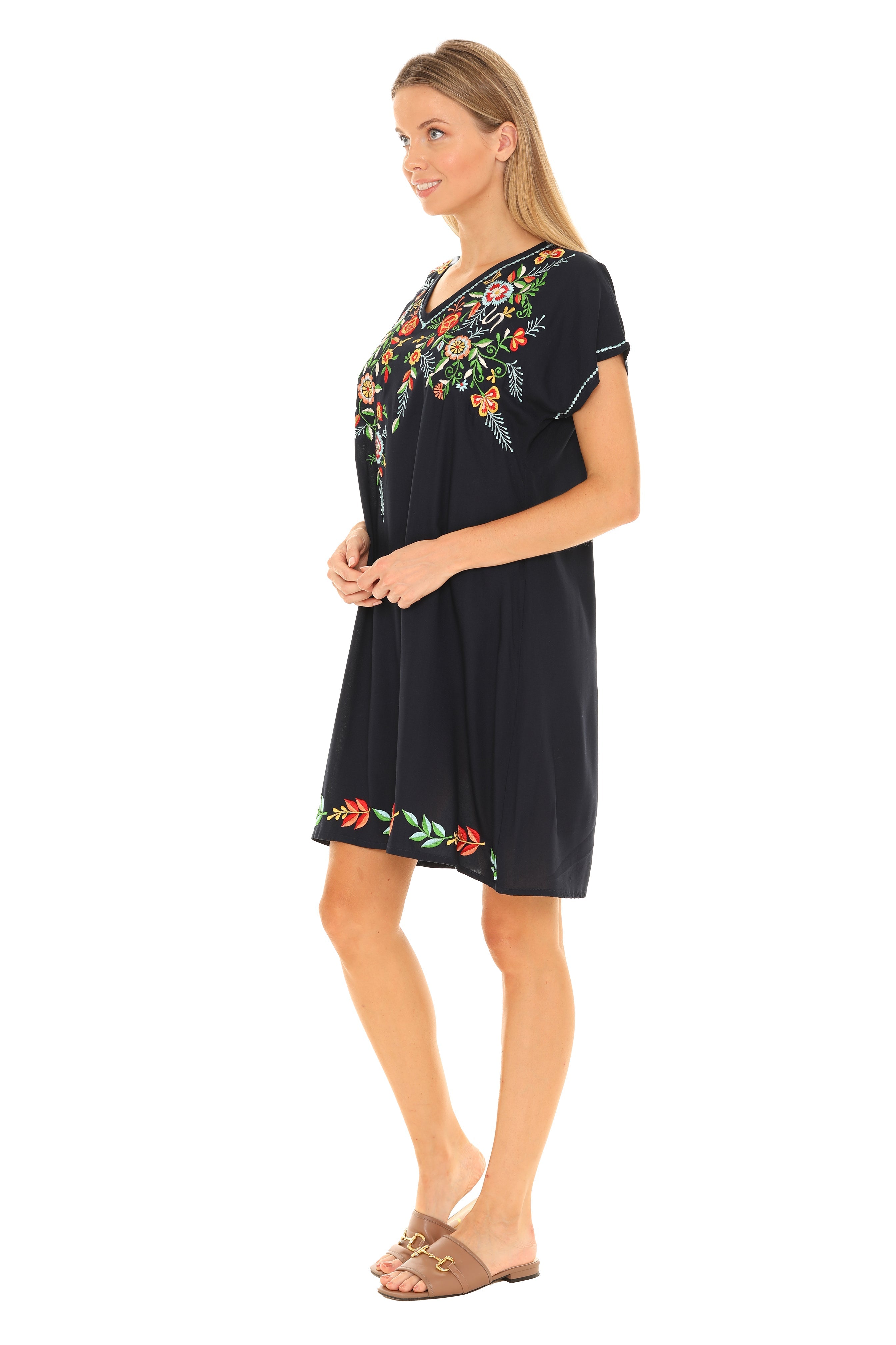 Multi Floral Embroidered Dress - Shoreline Wear, Inc.