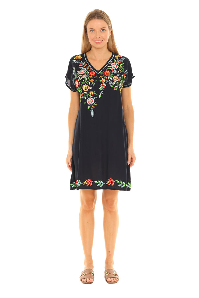 Multi Floral Embroidered Dress - Shoreline Wear, Inc.