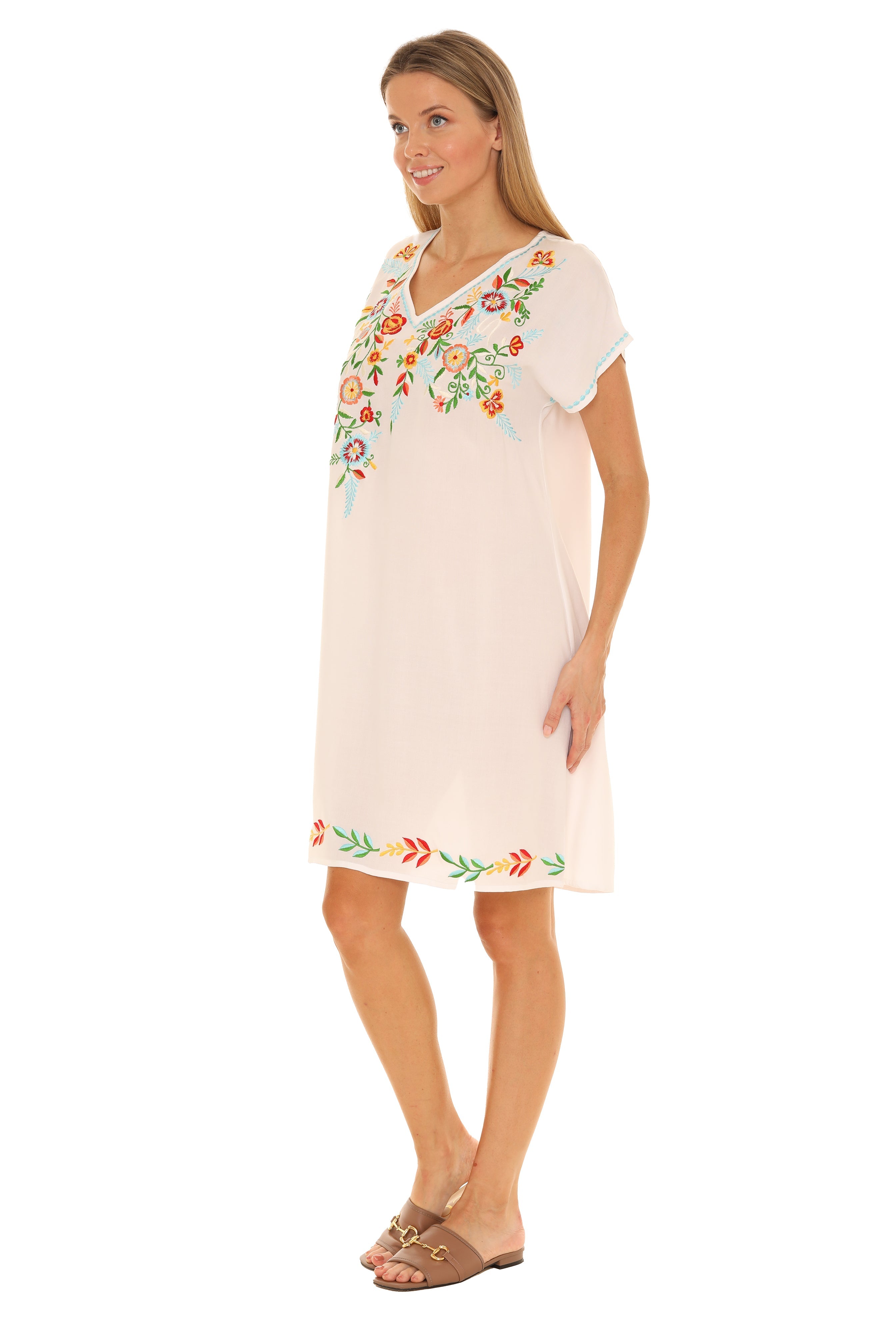 Multi Floral Embroidered Dress - Shoreline Wear, Inc.