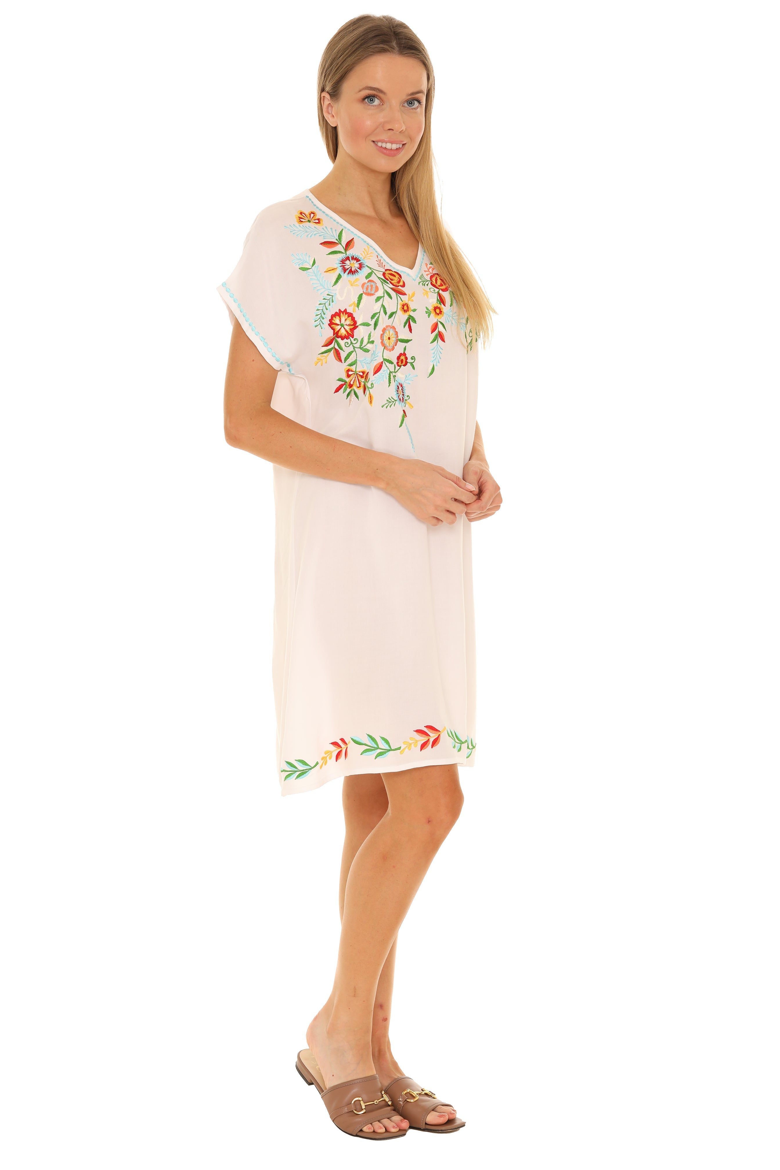 Multi Floral Embroidered Dress - Shoreline Wear, Inc.