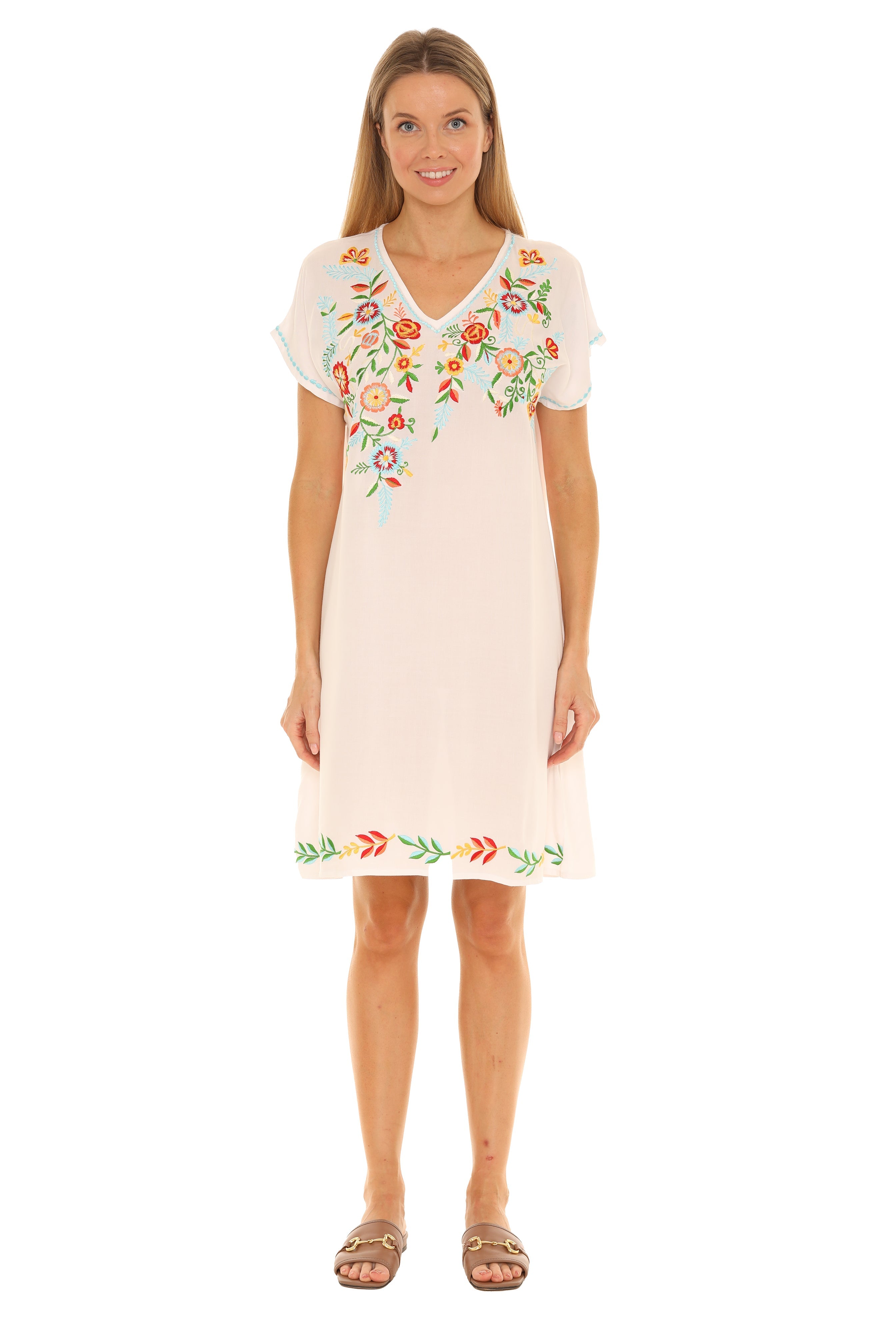 Multi Floral Embroidered Dress - Shoreline Wear, Inc.