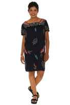 Leaf Embroidered With short Sleeves Dress - Shoreline Wear, Inc.