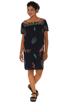 Leaf Embroidered With short Sleeves Dress - Shoreline Wear, Inc.