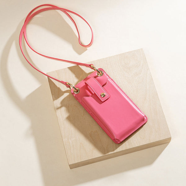 Pink Tina Recycled Vegan Leather Crossbody Wallet Melie Bianco