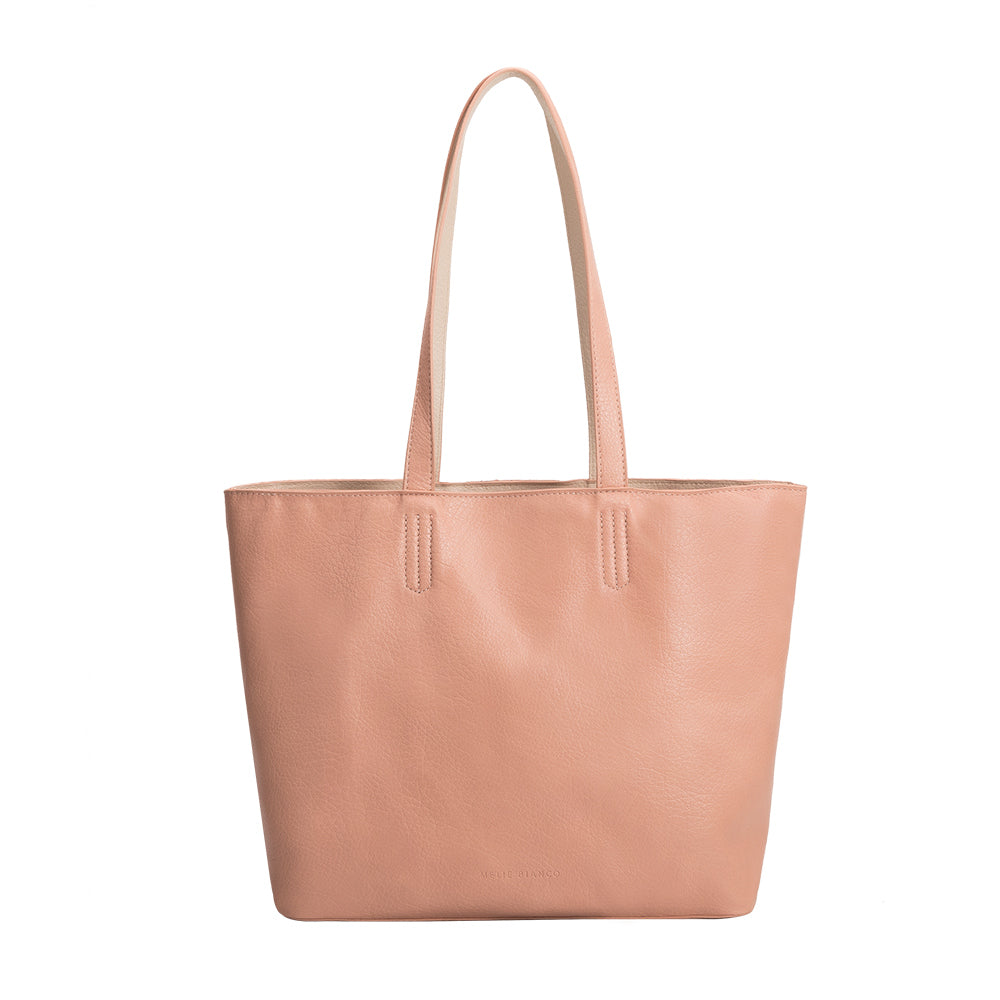 Melie Bianco Luxury Vegan Leather Denise Large Tote Bag in Blush