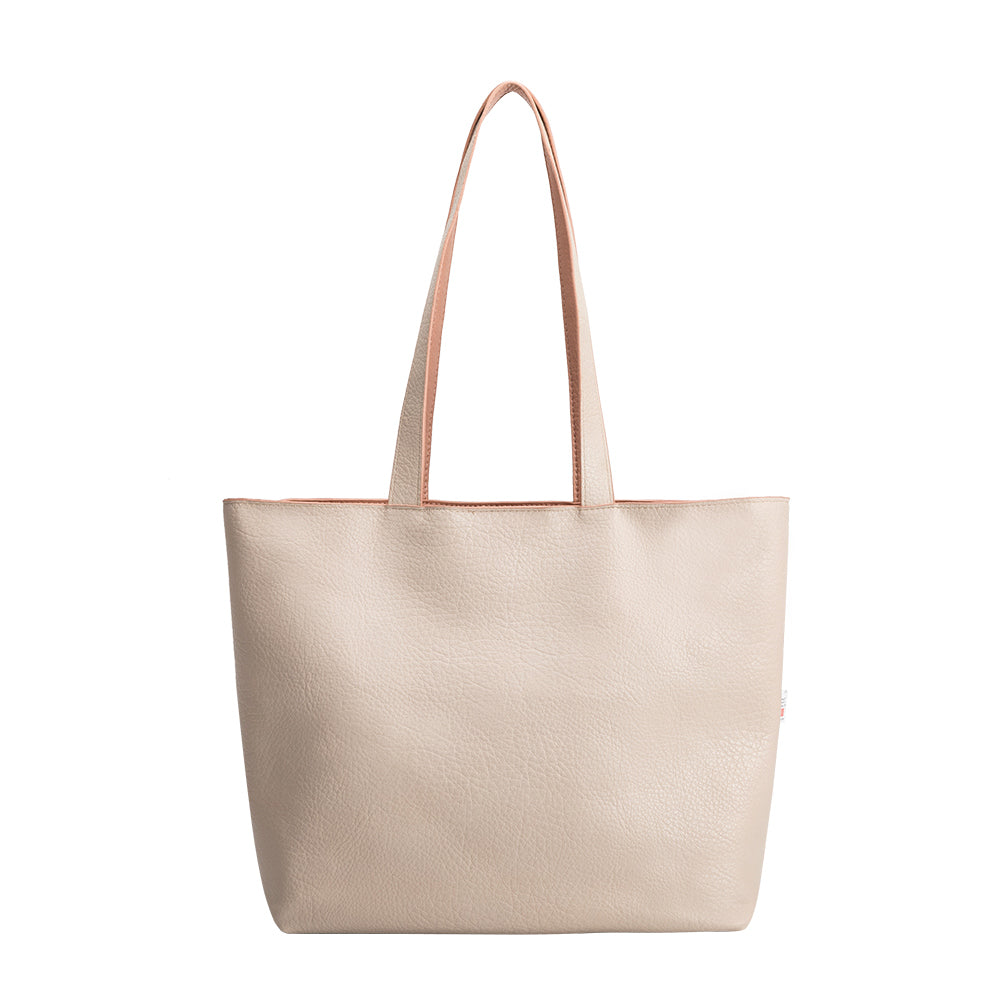 Melie Bianco Luxury Vegan Leather Denise Large Tote Bag in Blush