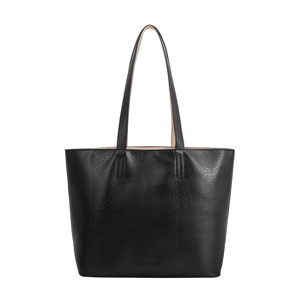 Melie Bianco Luxury Vegan Leather Denise Large Tote Bag in Black