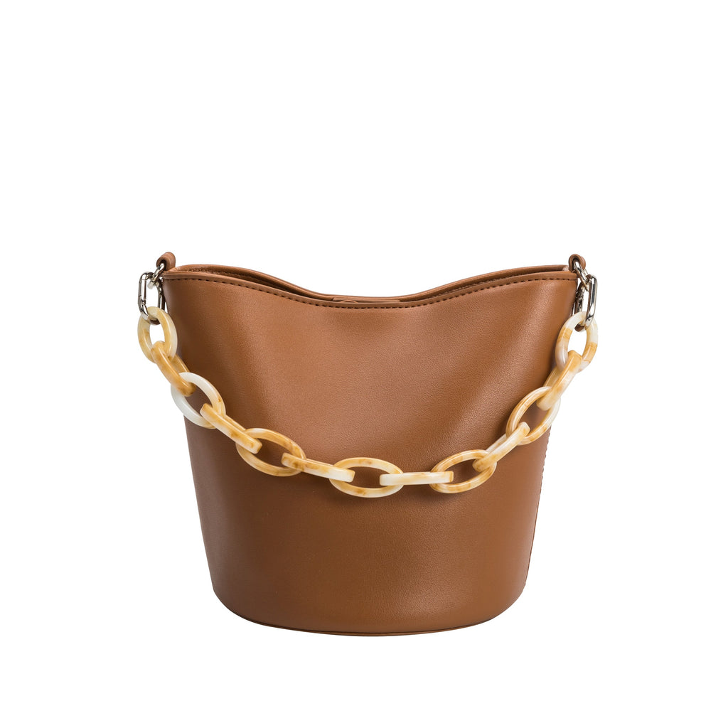 Melie Bianco Luxury Vegan Leather Lana Small Shoulder Bag in Saddle