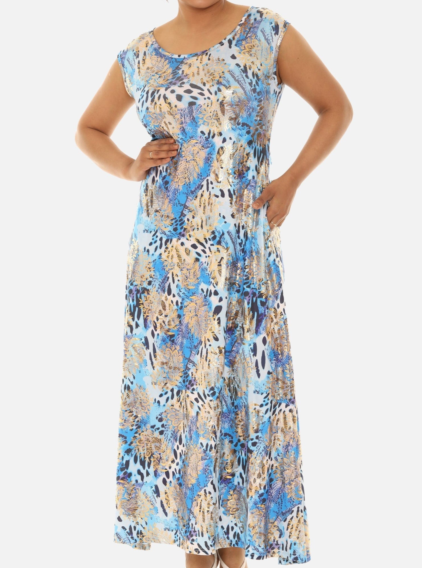 Short Sleeve Abstract Floral Printed Dress - Charming Charlie