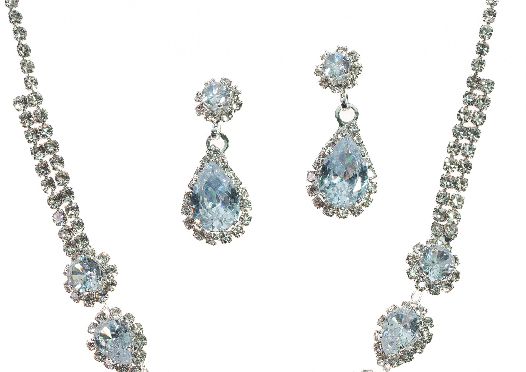 Rose Gold Bridesmaid Jewelry Gift, Teardrop Pear Dangle Earrings Necklace  Set – AMYO Bridal