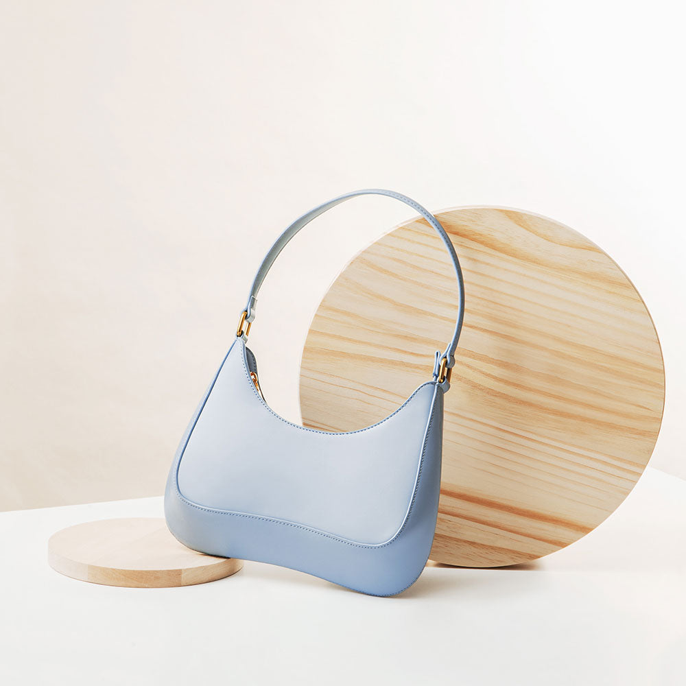 Melie Bianco Recycled Vegan Leather Yvonne Small Shoulder Bag in Sky
