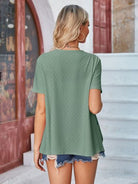 Eyelet Open Front Short Sleeve Cover Up - Charming Charlie