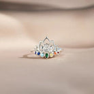 925 Sterling Silver Inlaid Zircon Lotus Shape Ring - Charming Charlie