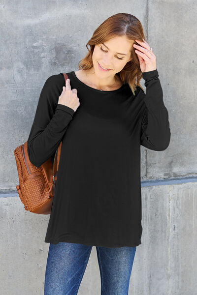 Basic Bae Full Size Round Neck Dropped Shoulder T-Shirt - Charming Charlie