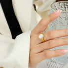 Titanium Steel White Sea Shell Ring - Charming Charlie