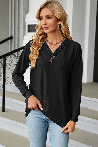 V-Neck Long Sleeve T-Shirt - Charming Charlie