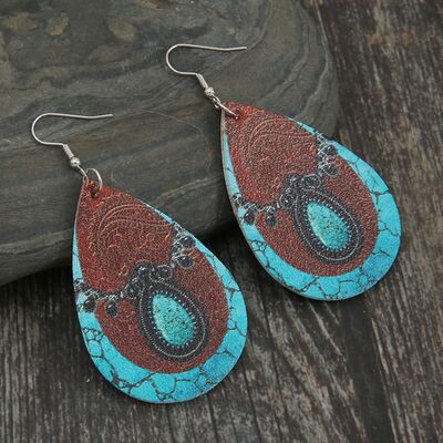 PU Leather Iron Hook Teardrop Earrings - Charming Charlie