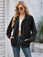 Pocketd Button Up Detachable Hooded Denim Jacket - Charming Charlie