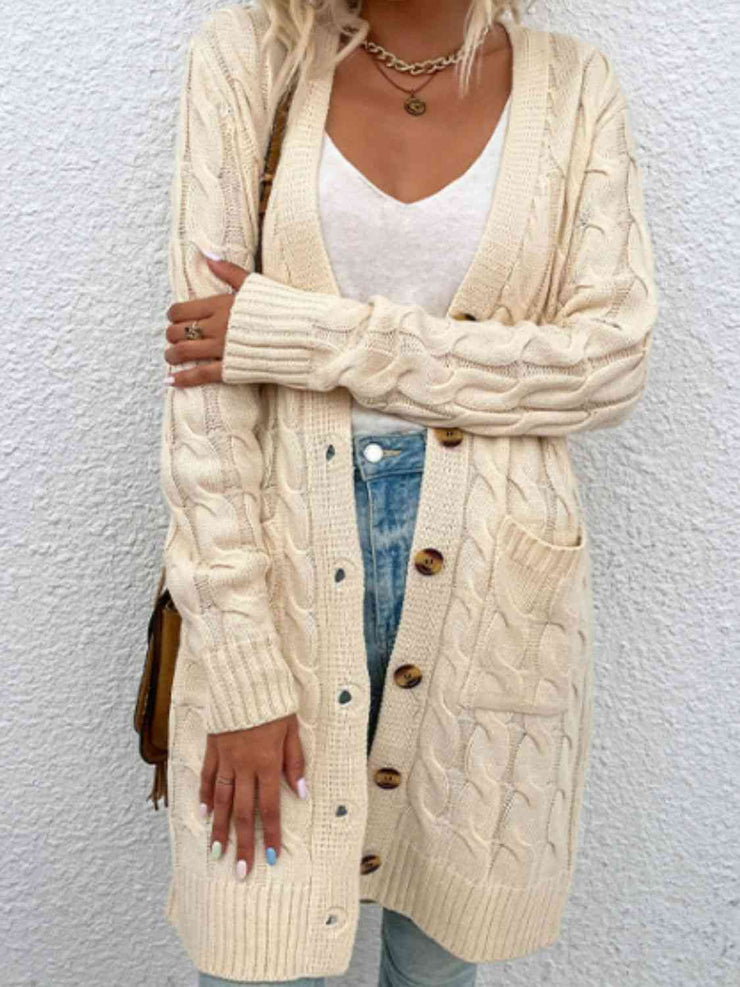 Button-Up Cardigan with Pockets