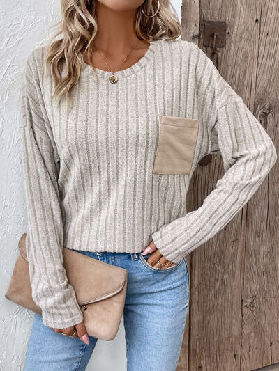 Round Neck Dropped Shoulder T-Shirt - Charming Charlie