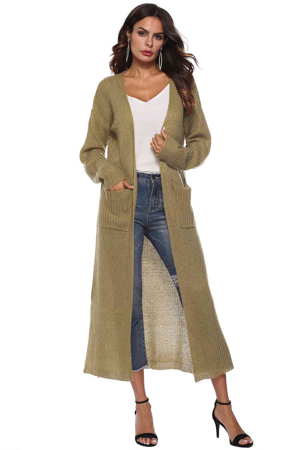 Long Sleeve Open Front Buttoned Cardigan - Charming Charlie