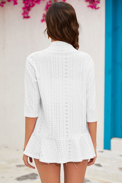 Eyelet Open Front Cardigan - Charming Charlie