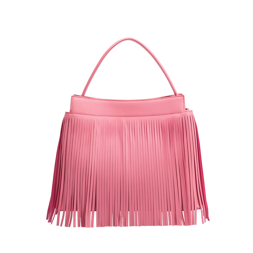 Melie Bianco Recycled Vegan Leather Anne Medium Top Handle Bag in Pink