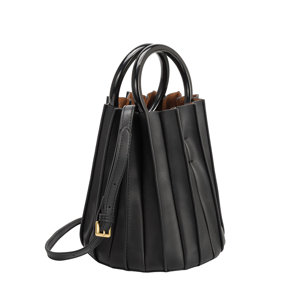 Melie Bianco Recycled Vegan Leather Lily Small Top Handle Bag in Black