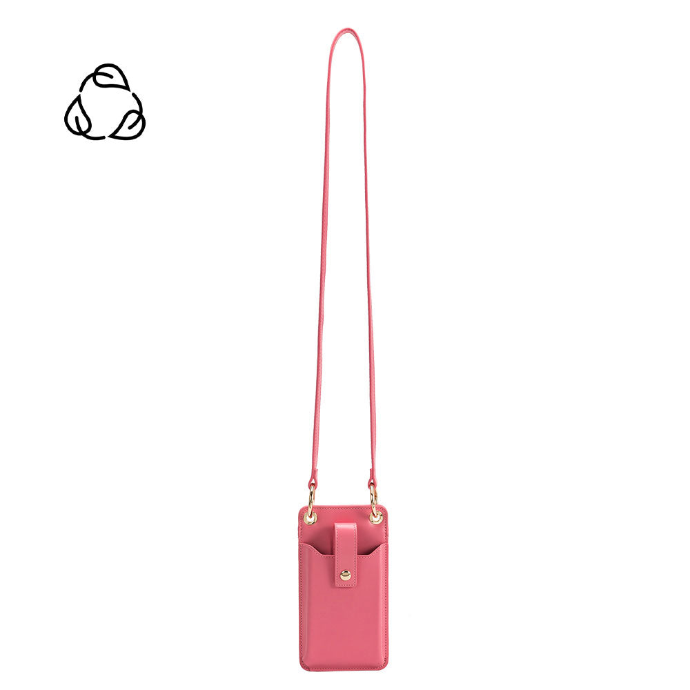 Pink Tina Recycled Vegan Leather Crossbody Wallet Melie Bianco